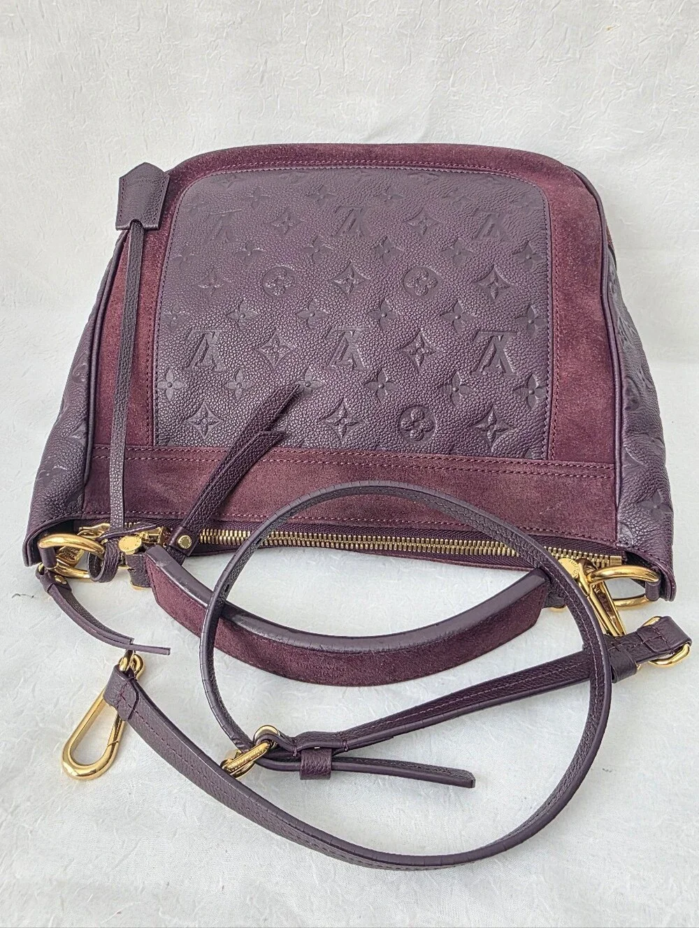 Auth Louis Vuitton Monogram Empreinte Audacieuse MM Leather/Suede Bag